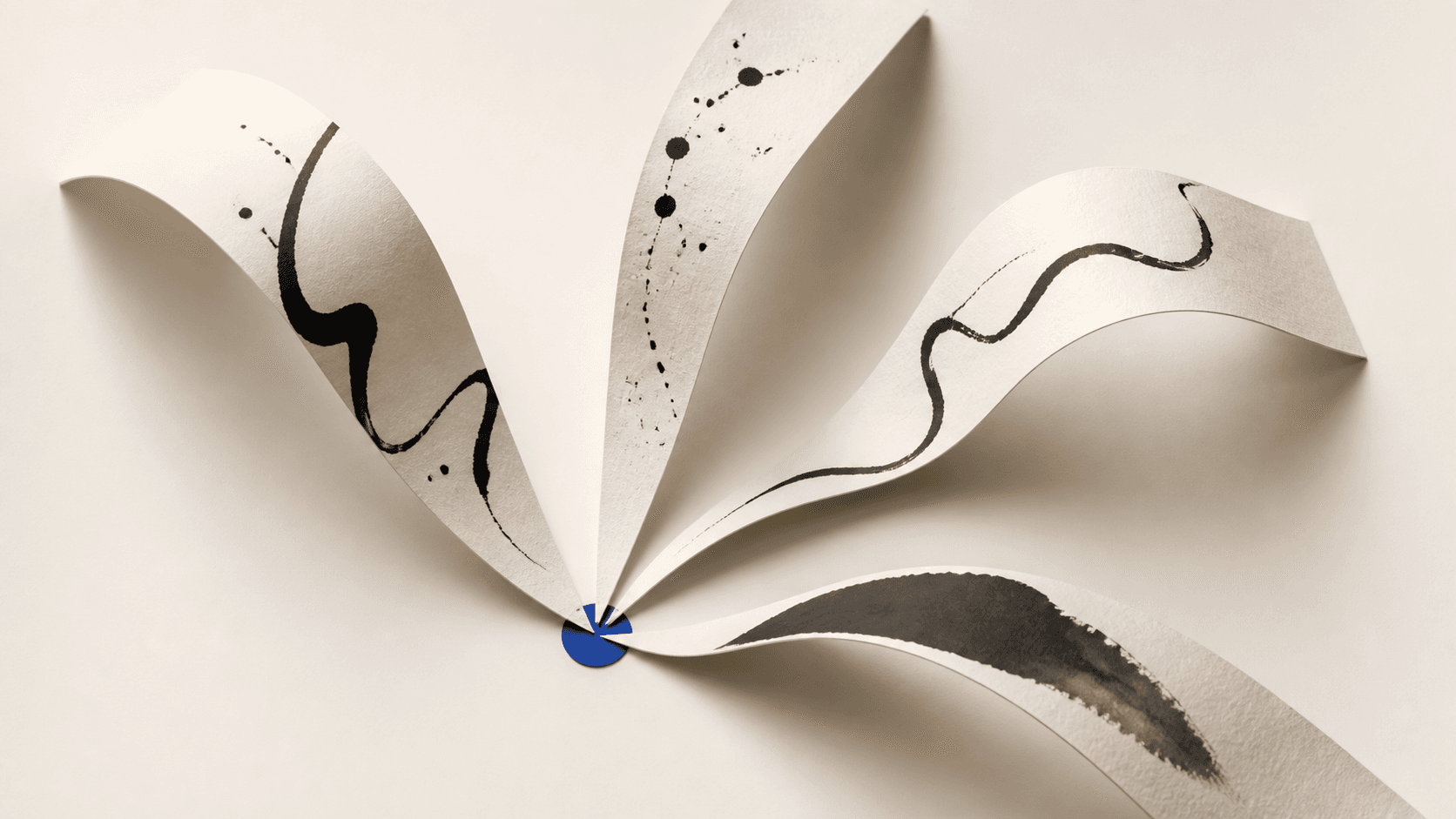 Editorial paper composition showing several distinct ideas emerging from one source.